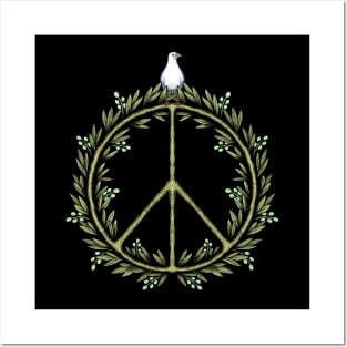 Peace symbol  with olive tree Posters and Art